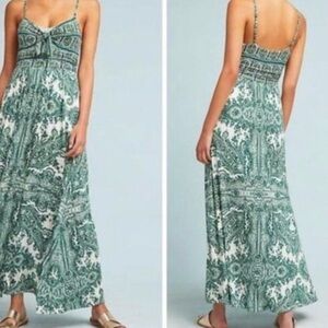 Moulinette Soeurs Green and White Maxi Dress